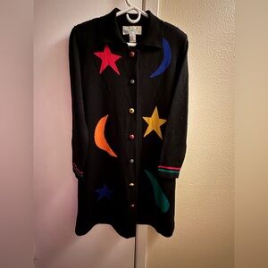 Colorful Star and Moon Black Cardigan